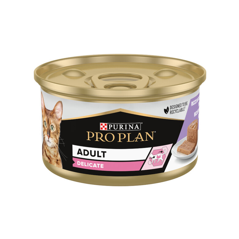 85 g Pro Plan Adult Delicate Mousse de Peru em lata para gatos ,  Imagem número 1 85 g Pro Plan Adult Delicate Mousse de Peru em lata para gatos , , large Imagem número 1